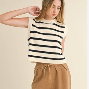 Miou Muse Striped Sleeveless Sweater Vest